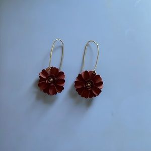 Burgundy flower earrings